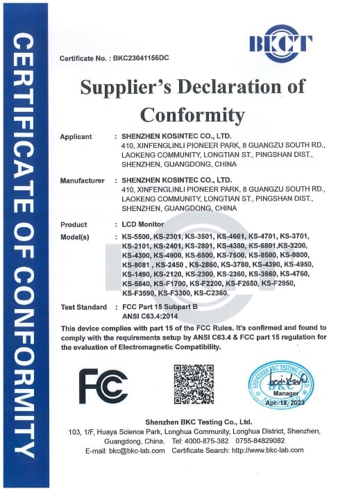 BKC Certificate by Kiosk Factory Kosintec BKC Certificate by Kiosk Factory Kosintec